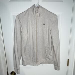 Banana Republic Women's S Full Zip Sweatshirt Beige Cotton Blend Long Sleeve